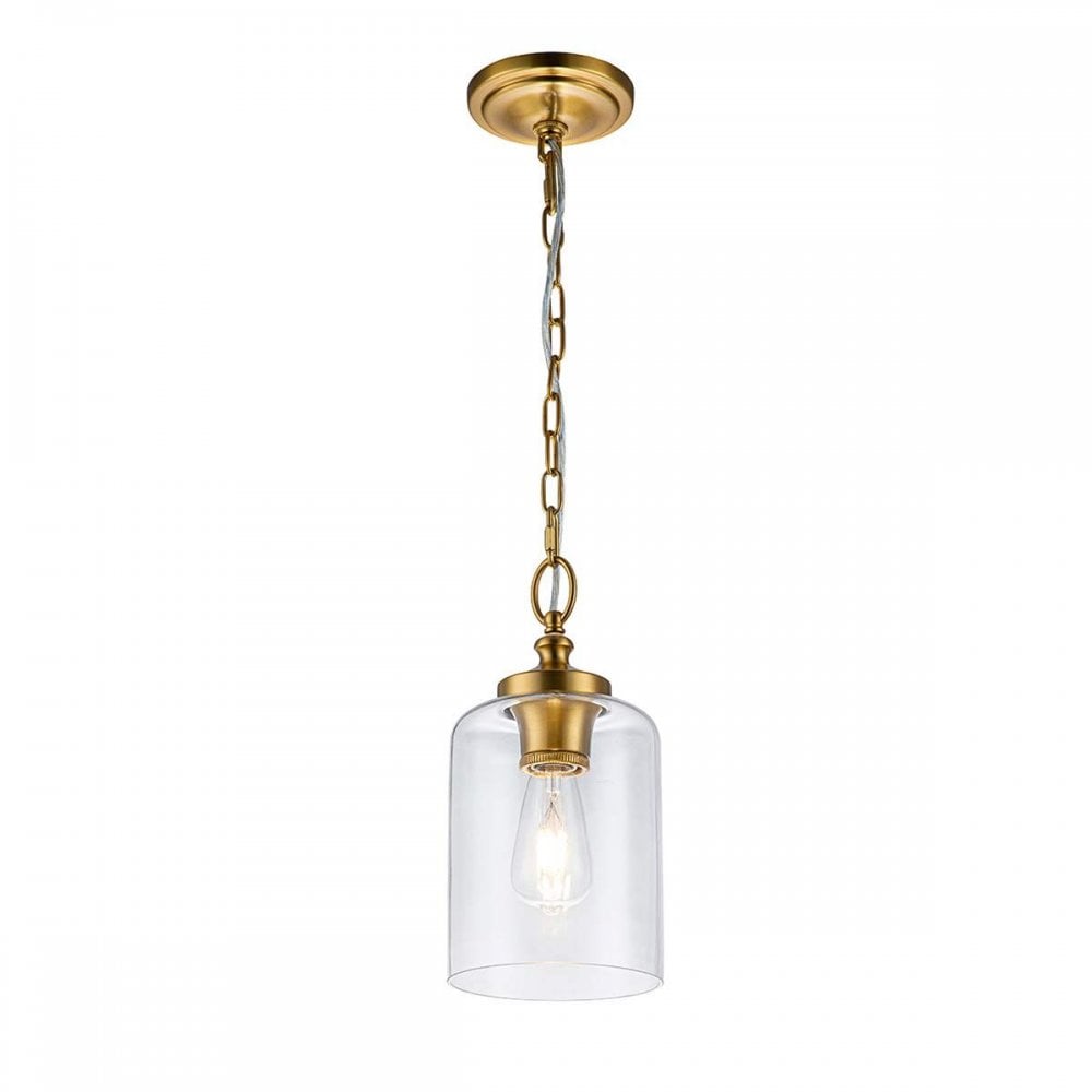 FE-HOUNSLOW-P-BB Hounslow 1 Light Mini Pendant Burnished Brass