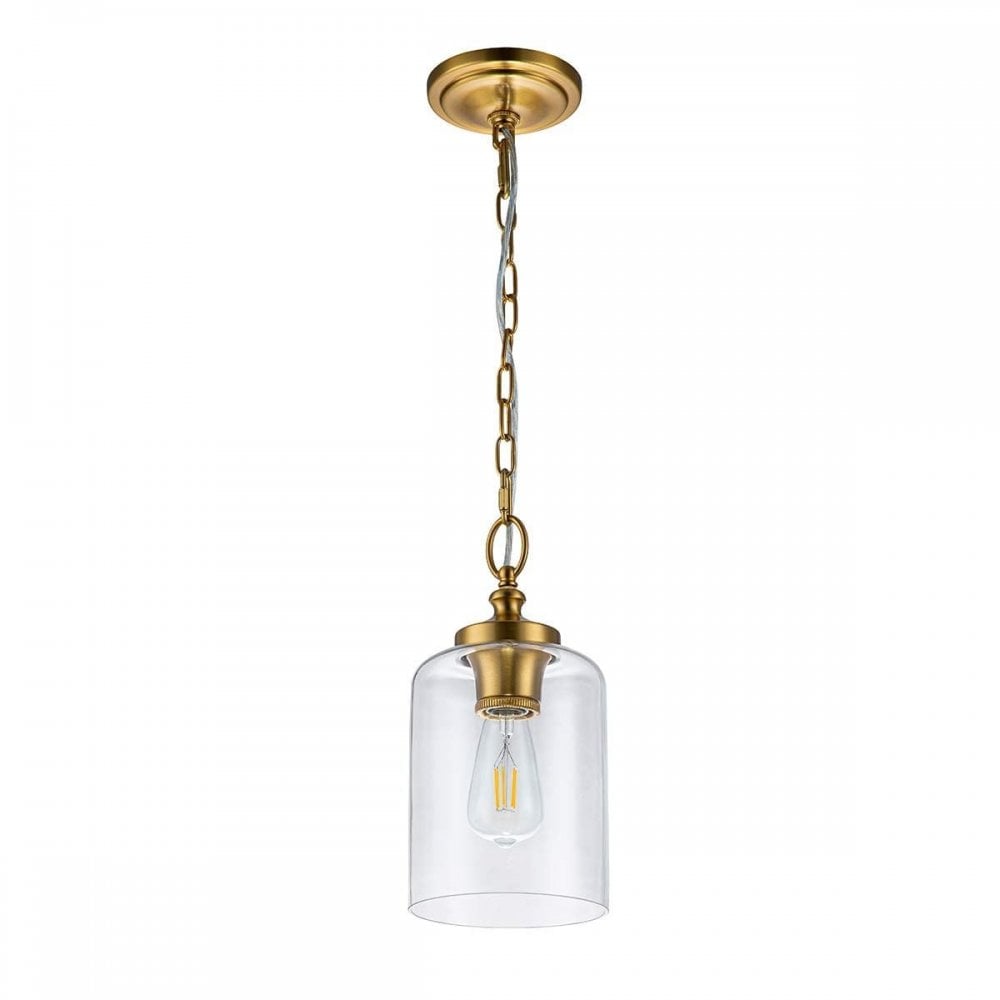 FE-HOUNSLOW-P-BB Hounslow 1 Light Mini Pendant Burnished Brass