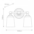 FE-HUGOLAKE2BATH-BB Huguenot Lake 2 Light Wall Light Burnished Brass