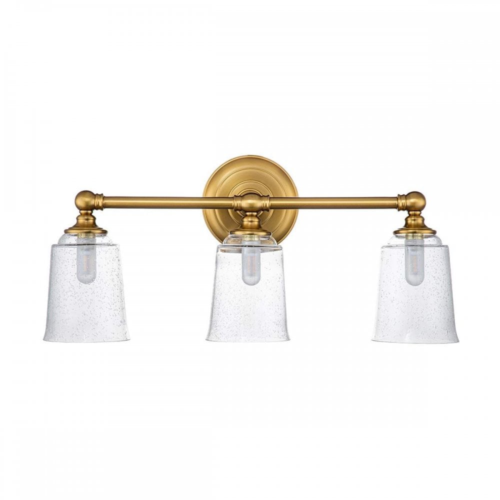 FE-HUGOLAKE3BATH-BB Huguenot Lake 3 Light Wall Light Burnished Brass