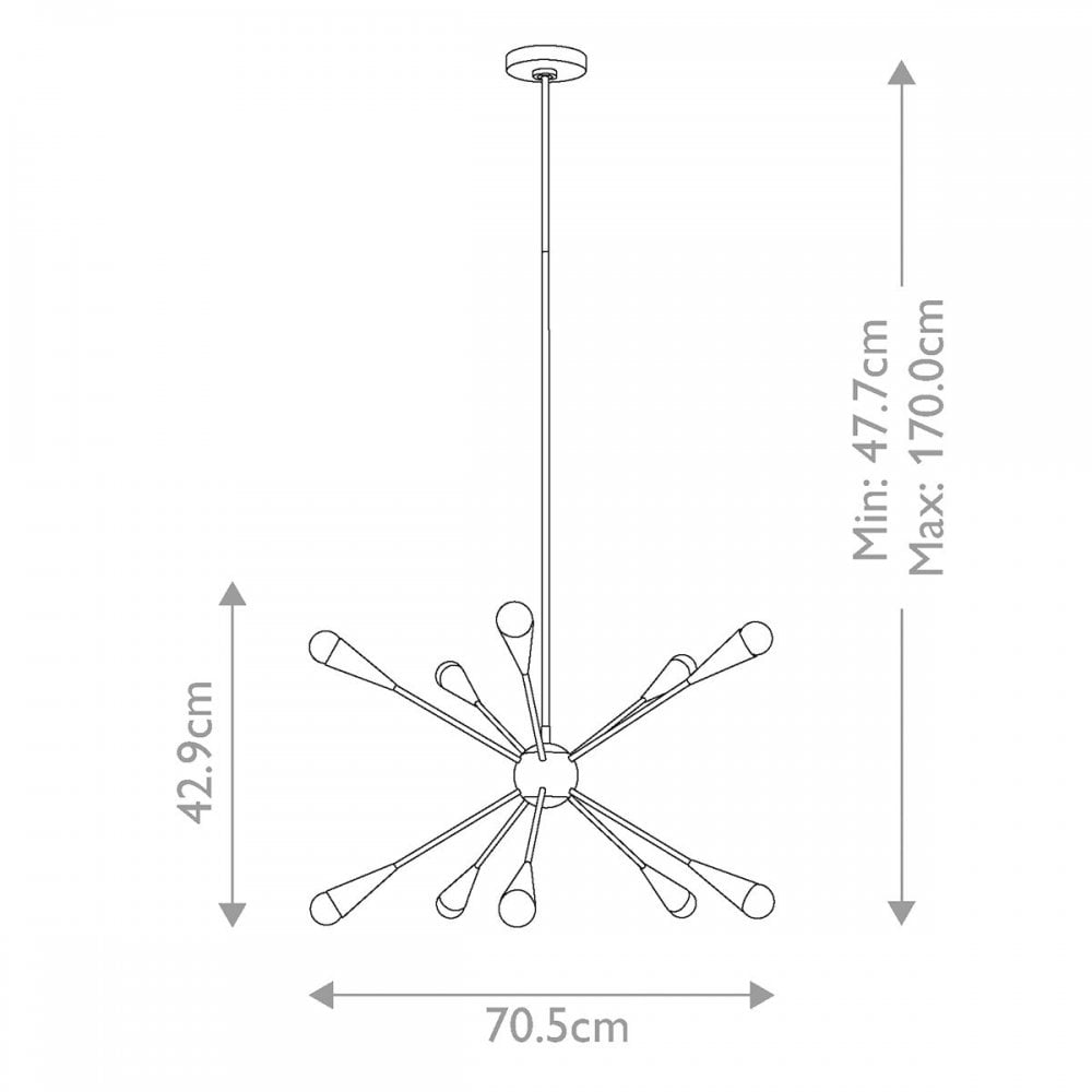 FE-JAX10-MB Jax 10 Light Chandelier Midnight Black