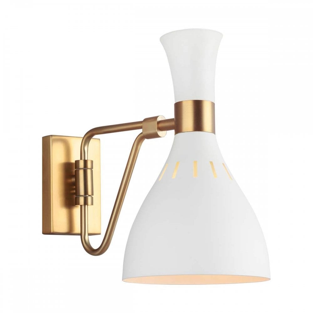FE-JOAN1-MW Joan 1 Light Wall Light Matte White / Burnished Brass