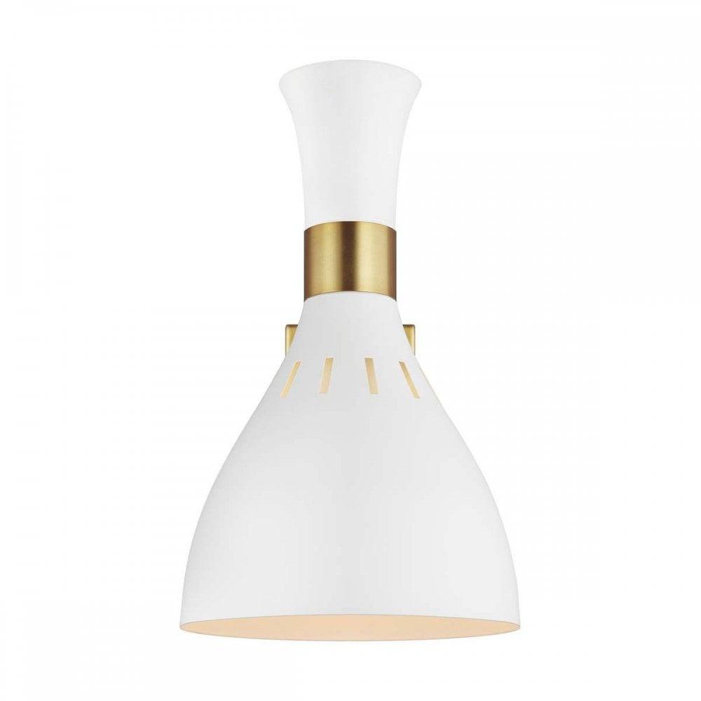 FE-JOAN1-MW Joan 1 Light Wall Light Matte White / Burnished Brass