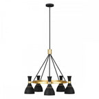 FE-JOAN5-MB Joan 5 Light Chandelier Midnight Black / Burnished Brass