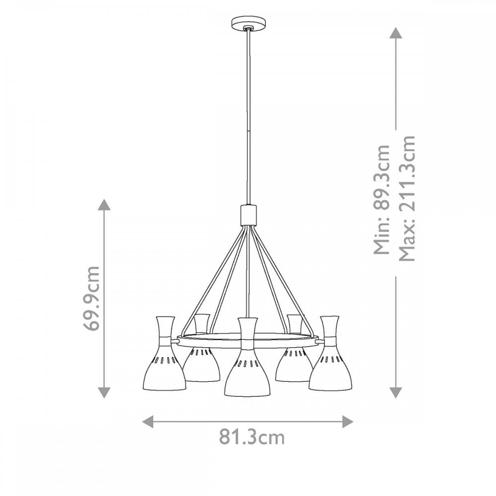 FE-JOAN5-MB Joan 5 Light Chandelier Midnight Black / Burnished Brass