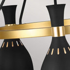 FE-JOAN5-MB Joan 5 Light Chandelier Midnight Black / Burnished Brass