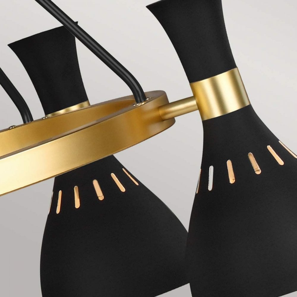 FE-JOAN5-MB Joan 5 Light Chandelier Midnight Black / Burnished Brass