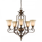 FE-KELHAM-HALL5-UPLT Kelham Hall 5 Light Up Light Chandelier Firenze Gold/British Bronze