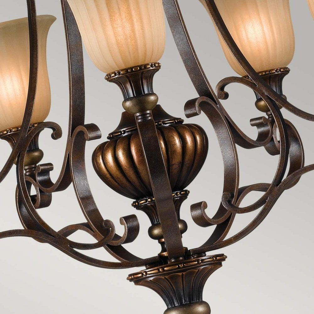 FE-KELHAM-HALL5-UPLT Kelham Hall 5 Light Up Light Chandelier Firenze Gold/British Bronze