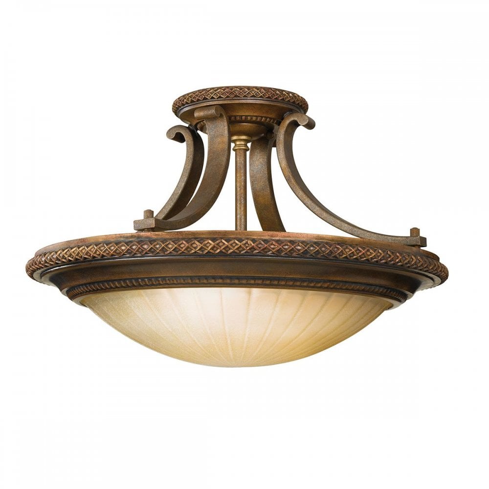 FE-KELHAM-HALL-SF Kelham Hall 2 Light Semi-Flush Light Firenze Gold/British Bronze