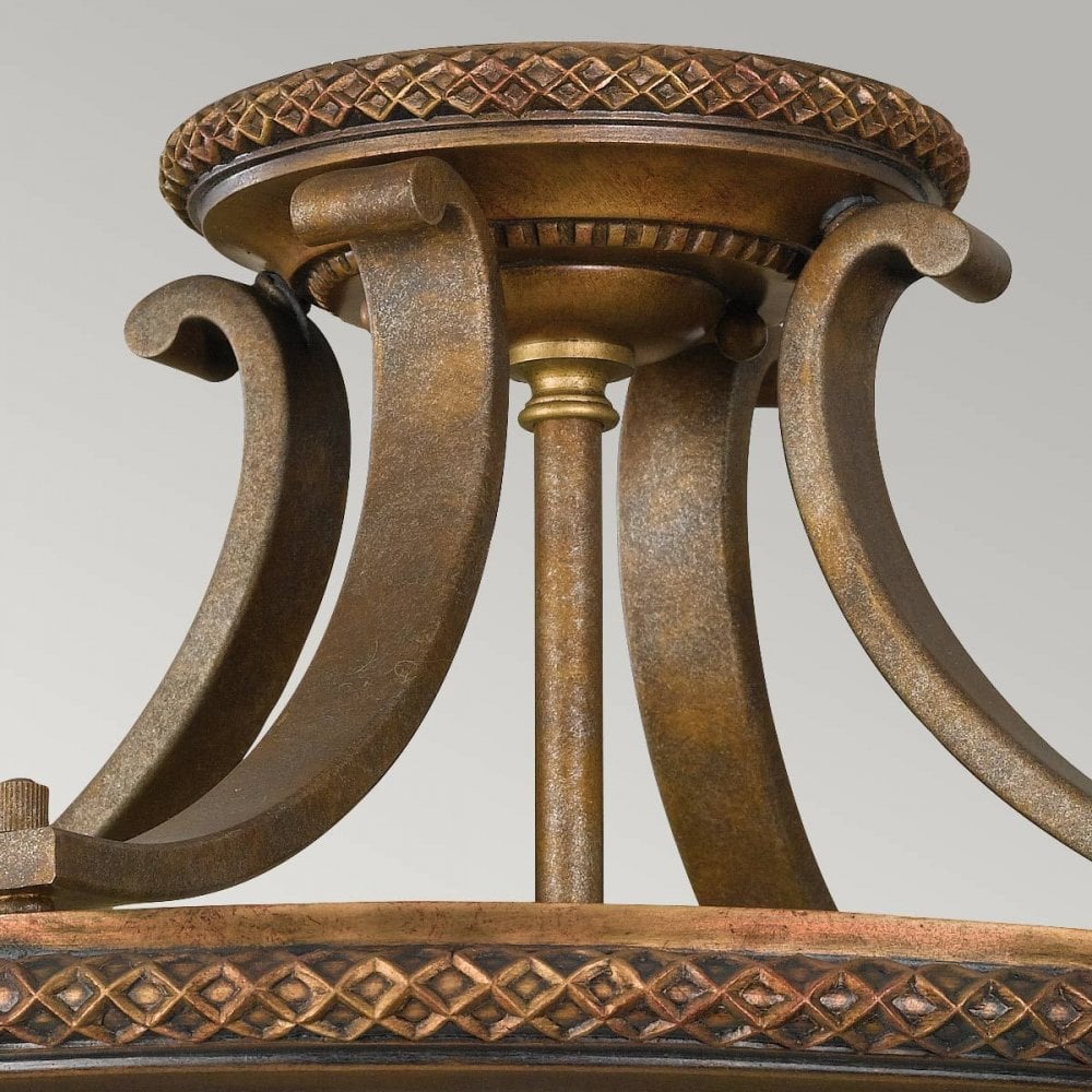 FE-KELHAM-HALL-SF Kelham Hall 2 Light Semi-Flush Light Firenze Gold/British Bronze