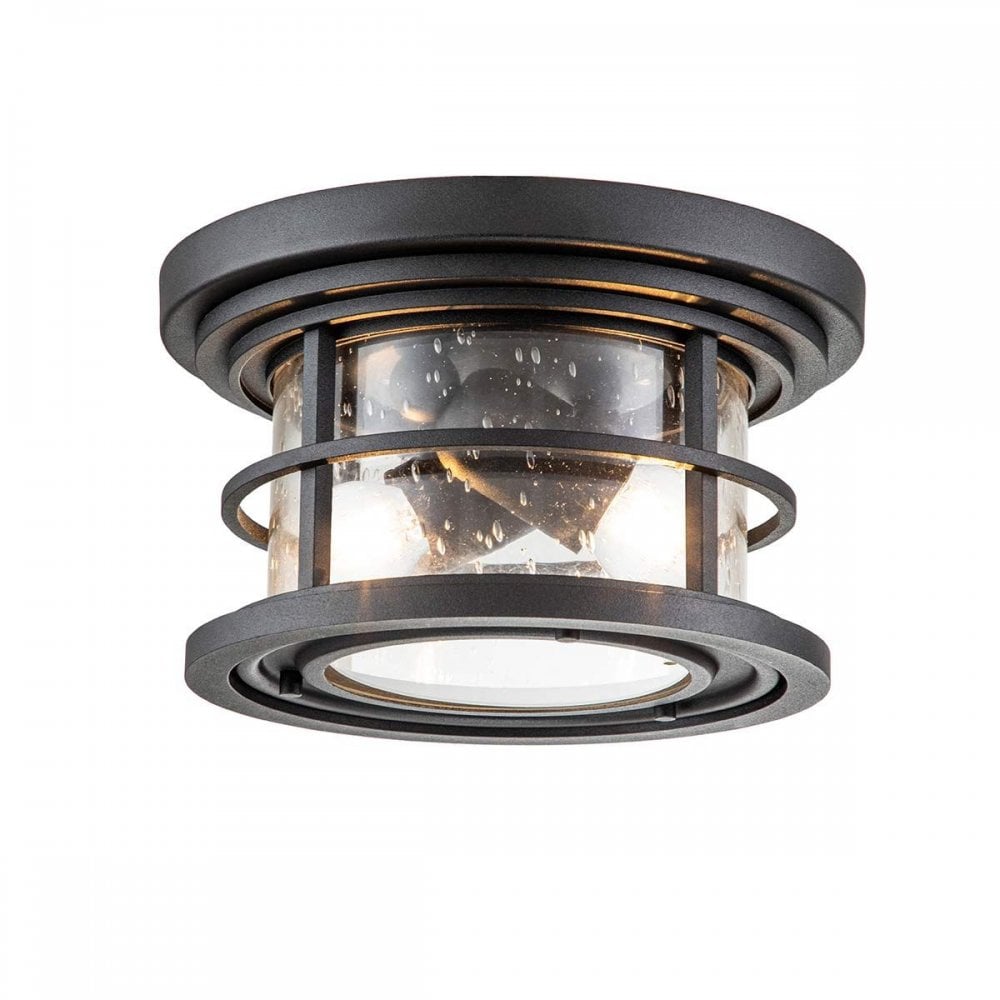 FE-LIGHTHOUSE-F-BLK Lighthouse 2 Light Flush Textured Black