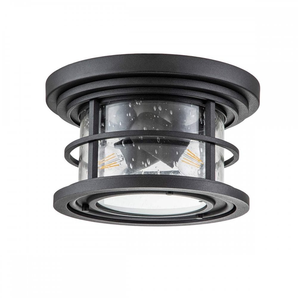 FE-LIGHTHOUSE-F-BLK Lighthouse 2 Light Flush Textured Black