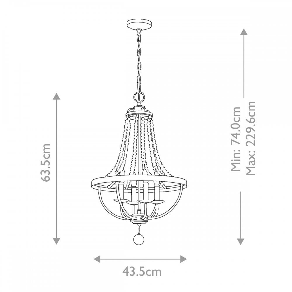 FE-NORI4-DWZ Nori 4 Light Chandelier Dark Weathered Zinc with Driftwood Grey