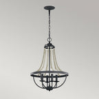 FE-NORI4-DWZ Nori 4 Light Chandelier Dark Weathered Zinc with Driftwood Grey