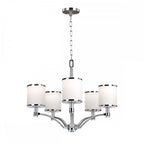 FE-PROSPECT-PARK5 Prospect Park 5 Light Chandelier Satin Nickel with Chrome