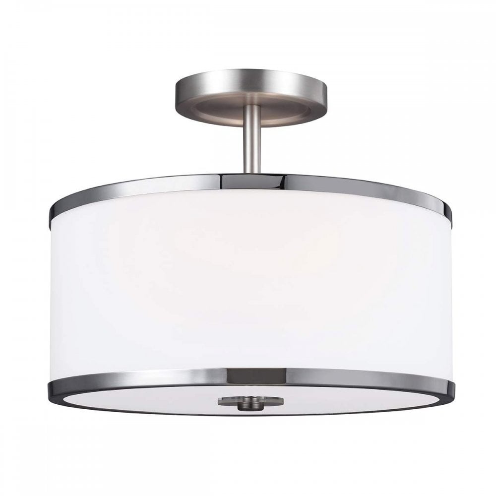 FE-PROSPECT-PARK-SF Prospect Park 2 Light Semi-Flush Satin Nickel with Chrome