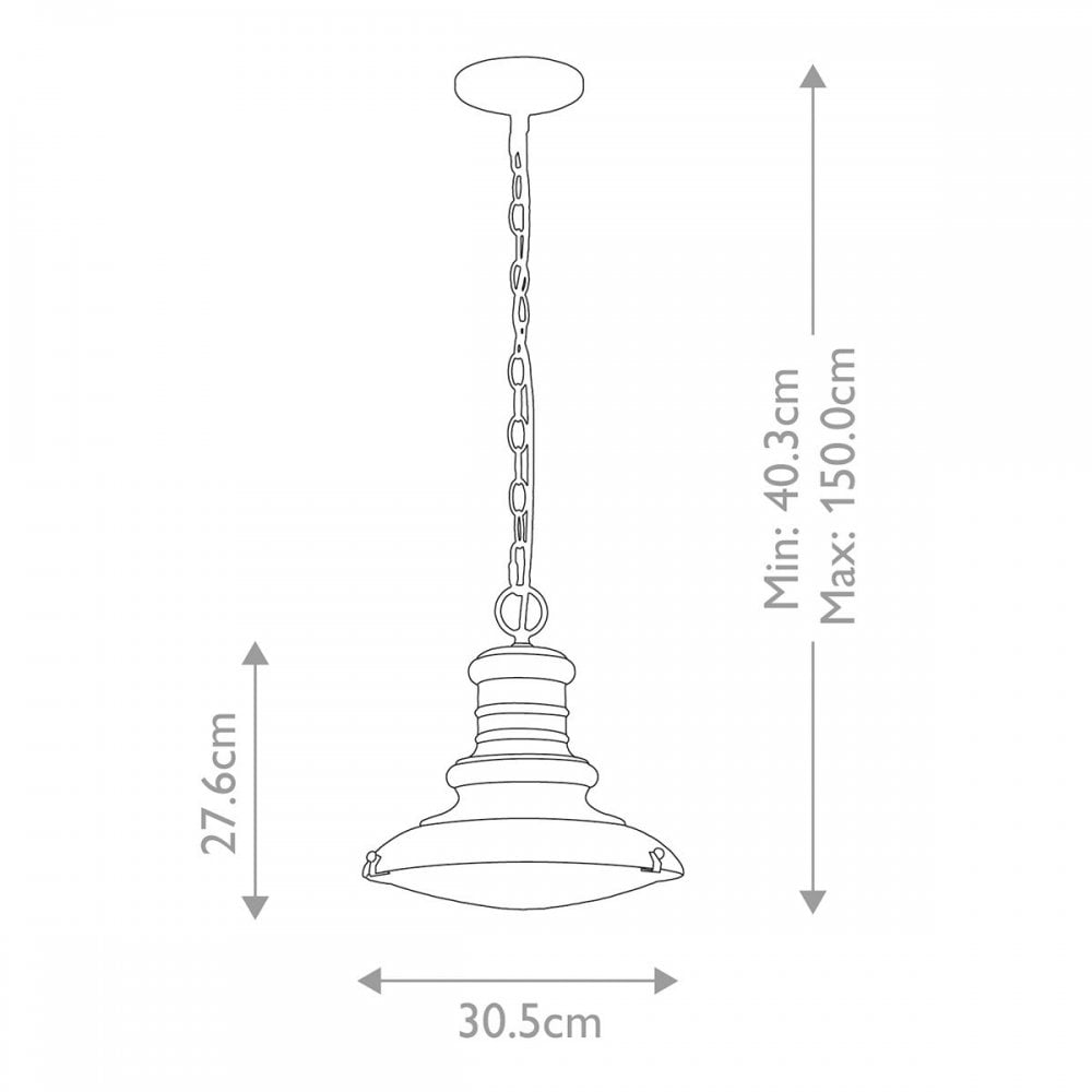 FE-REDDING8-M-PDB Redding Station 1 Light Medium Chain Lantern Painted Distressed Bronze