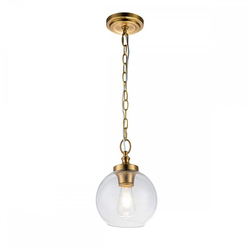 FE-TABBY-P-S-BB Tabby 1 Light Mini Pendant Burnished Brass