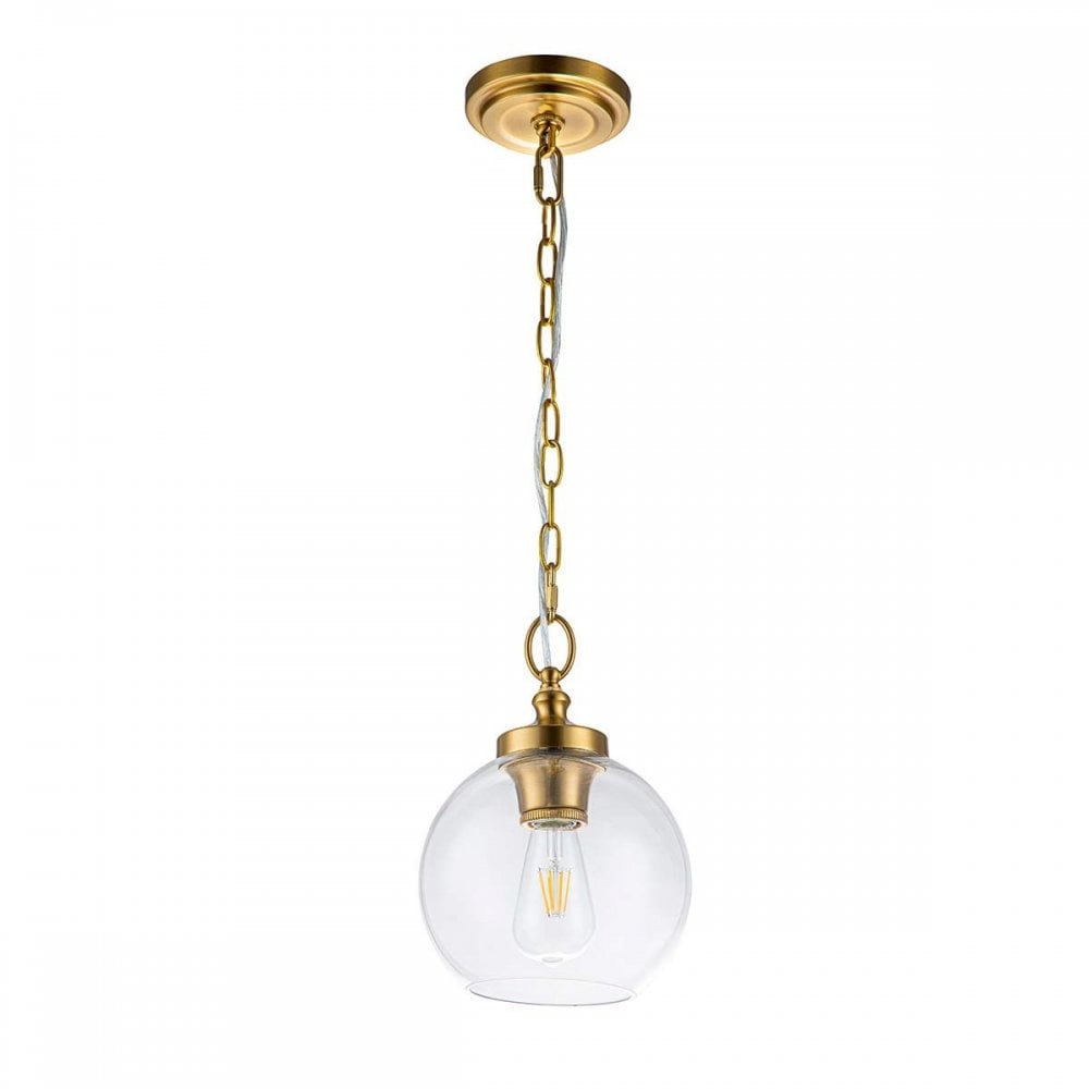 FE-TABBY-P-S-BB Tabby 1 Light Mini Pendant Burnished Brass