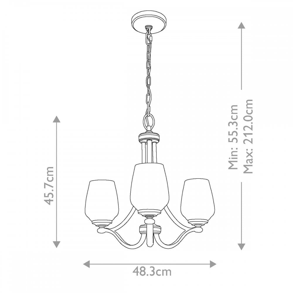 FE-VINTNER3 Vintner 3 Light Chandelier Satin Nickel