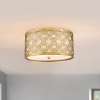 GN-ARABELLA-F Arabella 2 Light Flush Distressed Gold, Ivory Shade
