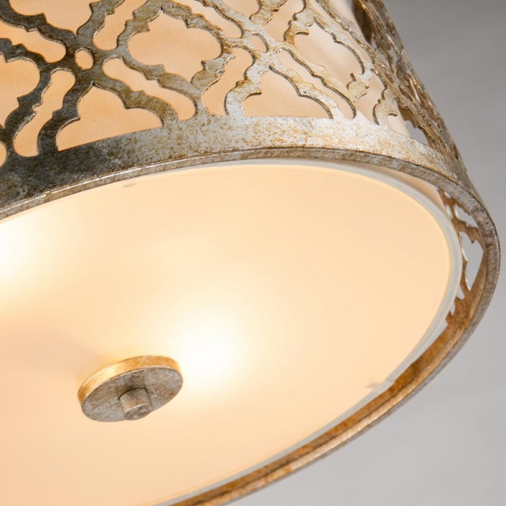 GN-ARABELLA-F Arabella 2 Light Flush Distressed Gold, Ivory Shade