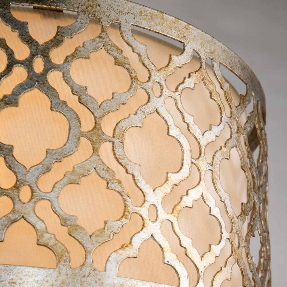 GN-ARABELLA-F Arabella 2 Light Flush Distressed Gold, Ivory Shade