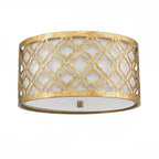 GN-ARABELLA-F Arabella 2 Light Flush Distressed Gold, Ivory Shade