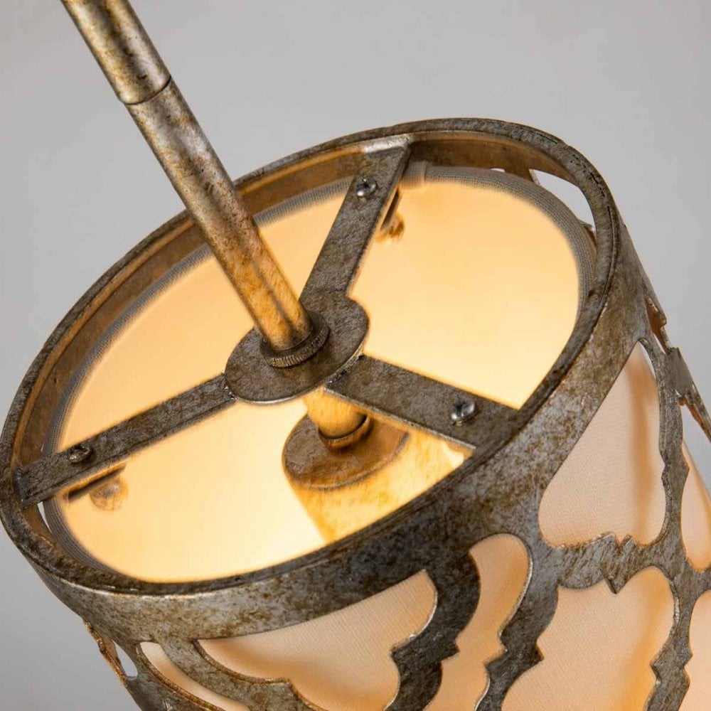 GN-ARABELLA-MP Arabella 1 Light Duo-Mount Mini Pendant Distressed Gold, Ivory Shade