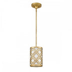 GN-ARABELLA-MP Arabella 1 Light Duo-Mount Mini Pendant Distressed Gold, Ivory Shade
