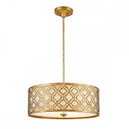 GN-ARABELLA-P-L Arabella 3 Light Duo-Mount Large Pendant Distressed Gold, Ivory Shade