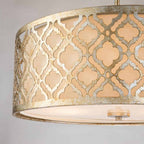 GN-ARABELLA-P-L Arabella 3 Light Duo-Mount Large Pendant Distressed Gold, Ivory Shade