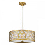 GN-ARABELLA-P-L Arabella 3 Light Duo-Mount Large Pendant Distressed Gold, Ivory Shade