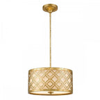 GN-ARABELLA-P-M Arabella 2 Light Duo-Mount Medium Pendant Distressed Gold, Ivory Shade