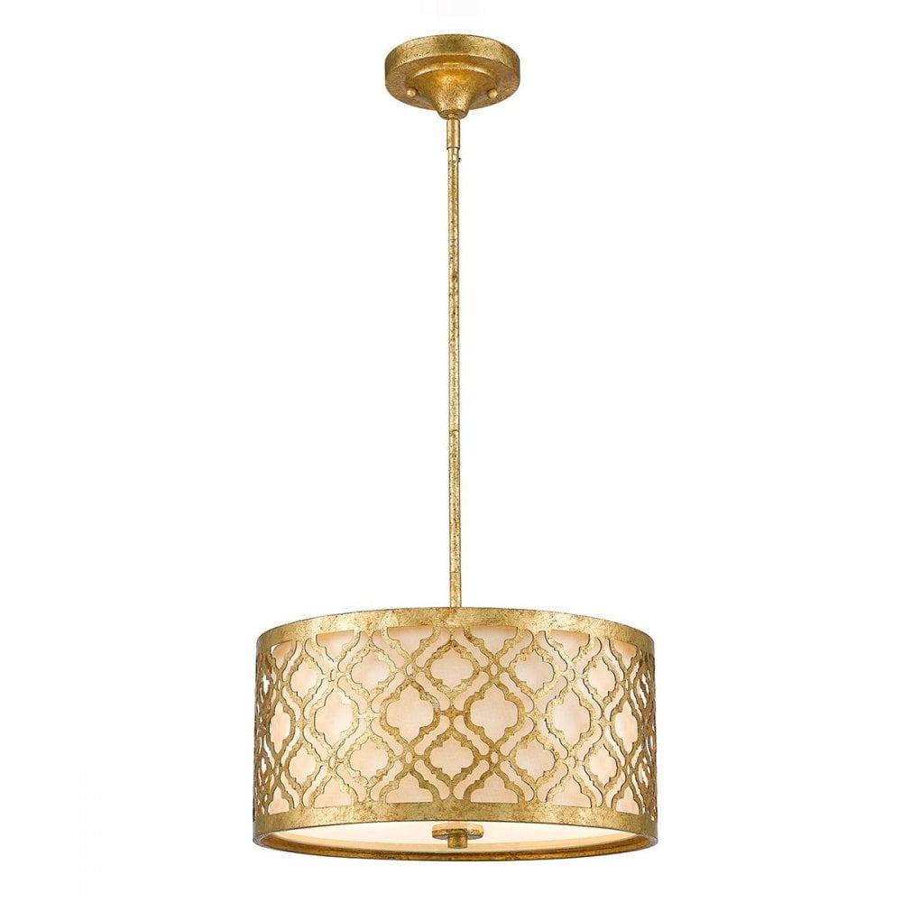 GN-ARABELLA-P-M Arabella 2 Light Duo-Mount Medium Pendant Distressed Gold, Ivory Shade