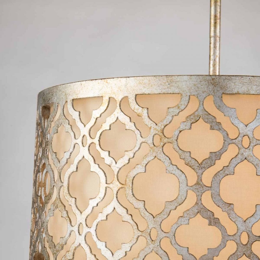 GN-ARABELLA-P-M Arabella 2 Light Duo-Mount Medium Pendant Distressed Gold, Ivory Shade
