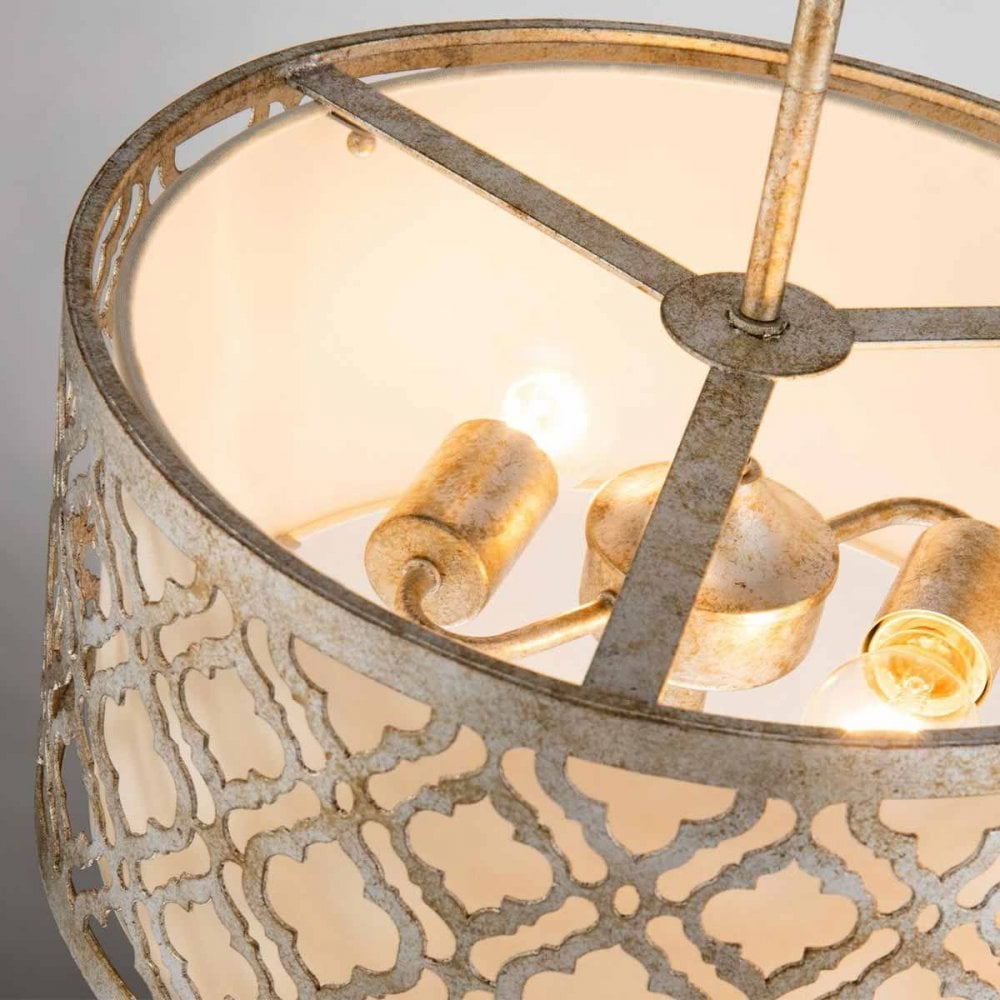 GN-ARABELLA-P-M Arabella 2 Light Duo-Mount Medium Pendant Distressed Gold, Ivory Shade