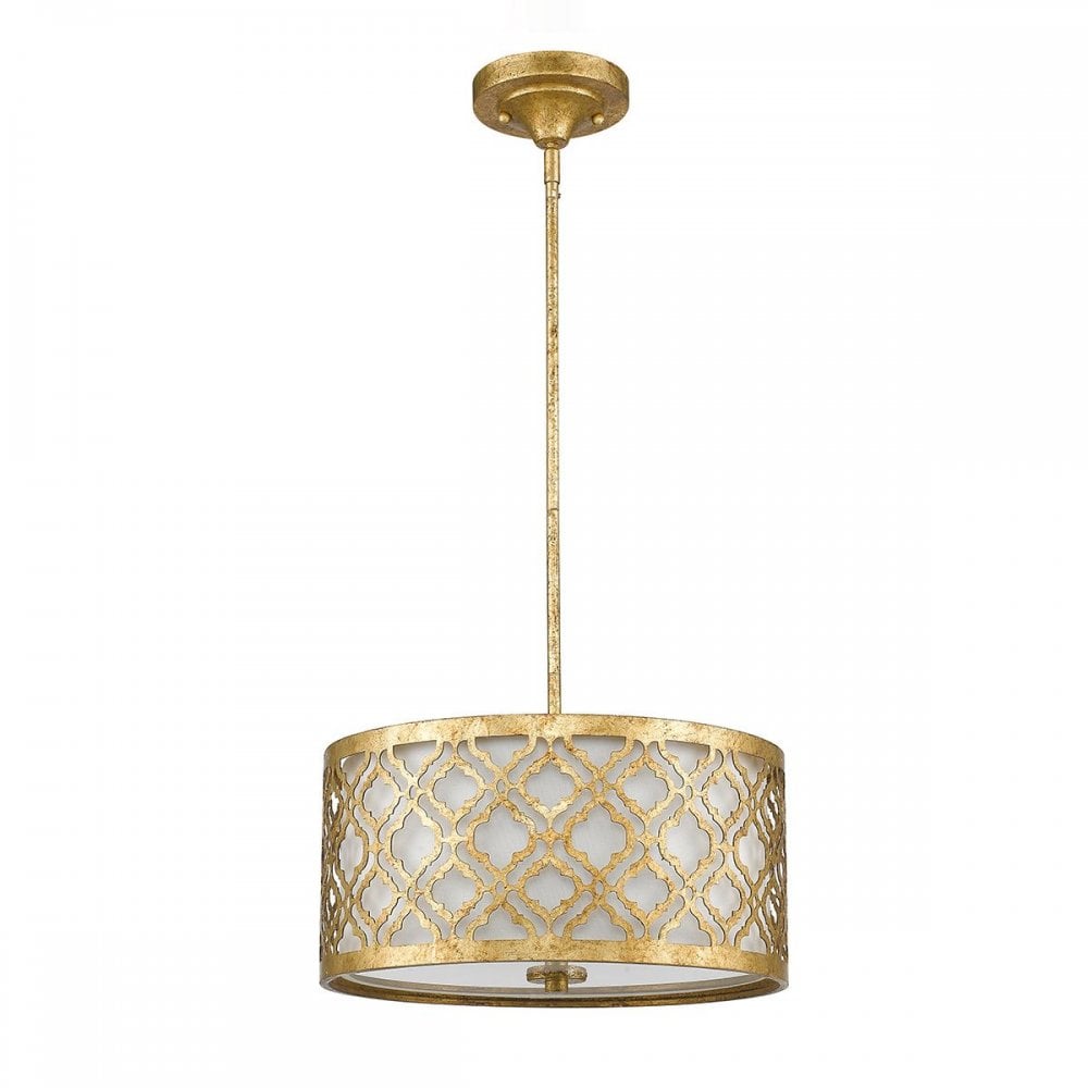 GN-ARABELLA-P-M Arabella 2 Light Duo-Mount Medium Pendant Distressed Gold, Ivory Shade