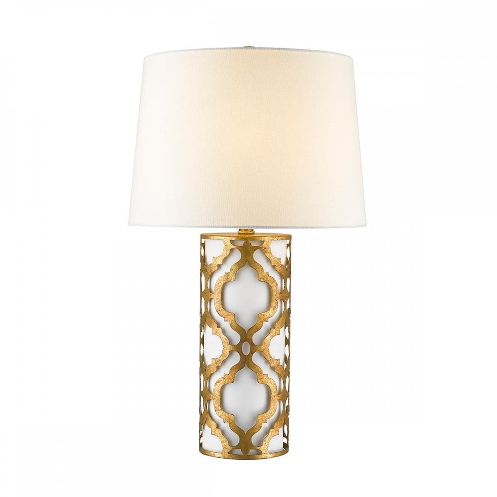 GN-ARABELLA-TL-G Arabella 1 Light Table Lamp Distressed Gold, Ivory Shade