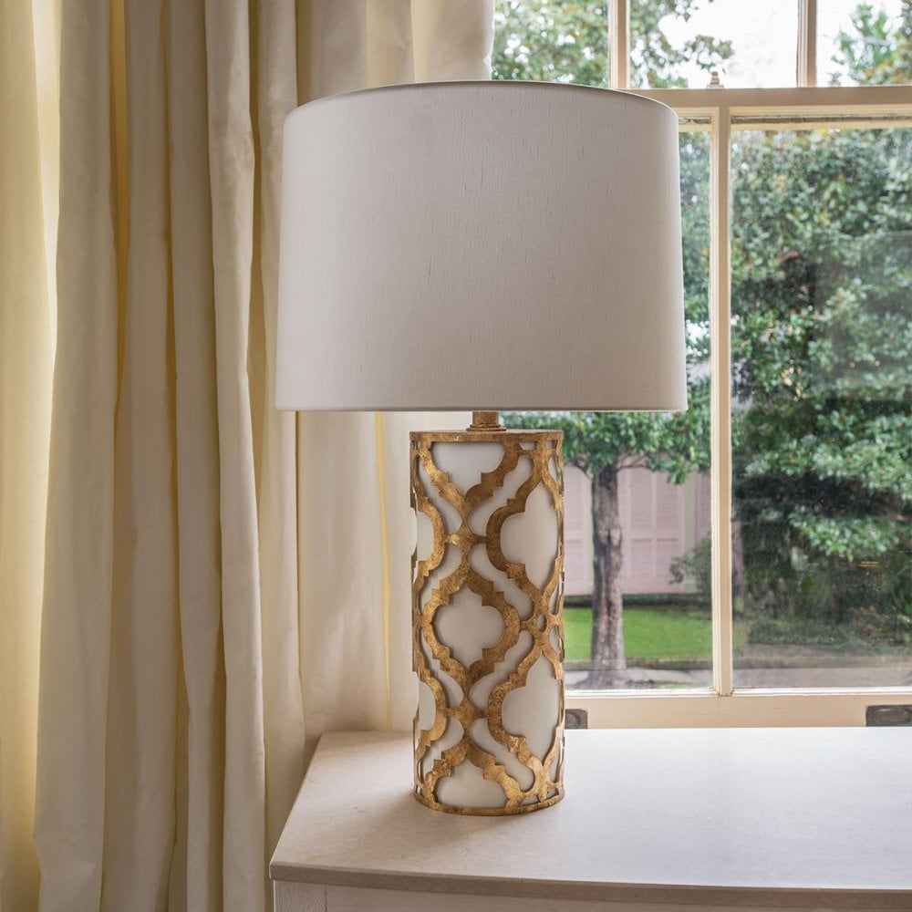 GN-ARABELLA-TL-G Arabella 1 Light Table Lamp Distressed Gold, Ivory Shade