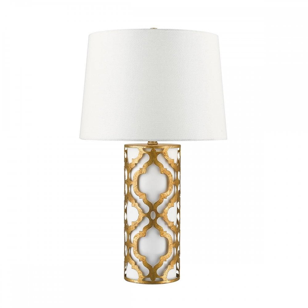 GN-ARABELLA-TL-G Arabella 1 Light Table Lamp Distressed Gold, Ivory Shade