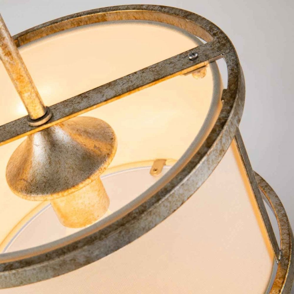 GN-LEMURIA-MP Lemuria 1 Light Duo-Mount Mini Pendant Distressed Gold, Ivory Shade