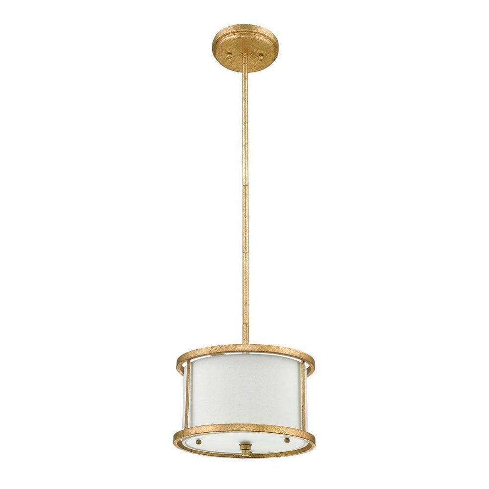 GN-LEMURIA-MP Lemuria 1 Light Duo-Mount Mini Pendant Distressed Gold, Ivory Shade