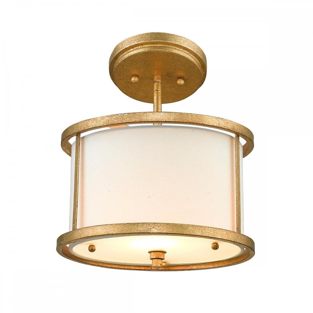 GN-LEMURIA-MP Lemuria 1 Light Duo-Mount Mini Pendant Distressed Gold, Ivory Shade