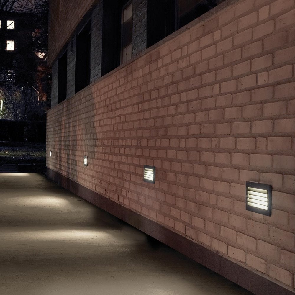 G-STAD-LVD-LED-G Grimstad LED Recessed Louvre Wall Light Graphite