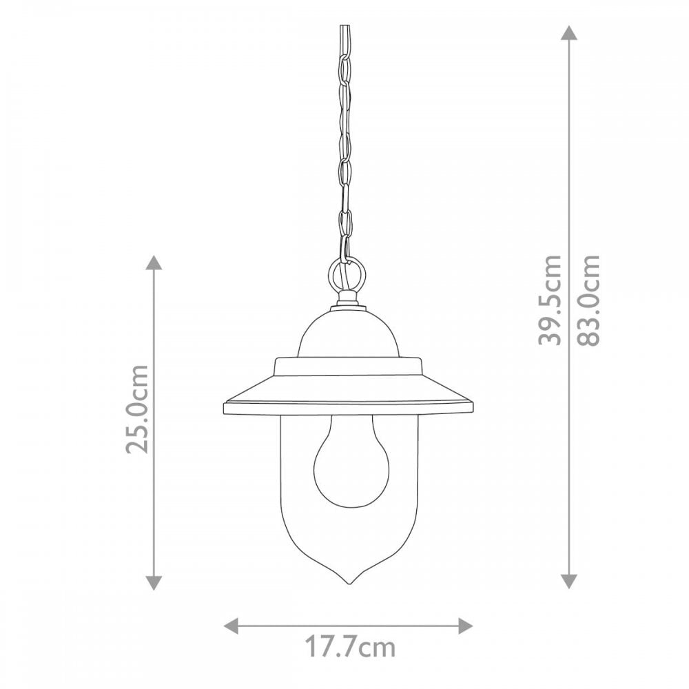 GZH-SDN8 Sandown 1 Light Chain Lantern Black