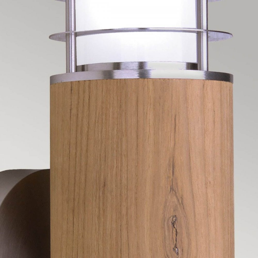 GZ-POOLE-W Poole 1 Light Wall Light Teak and Stainless Steel