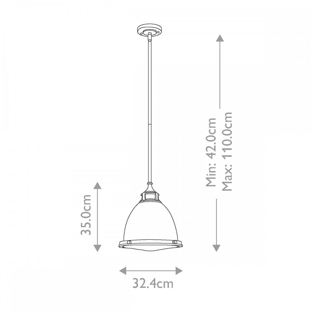 HK-AMELIA-P-M-HB Amelia 1 Light Medium Pendant Heritage Brass