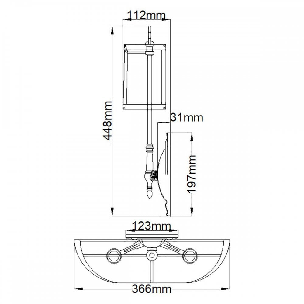 HK-CAMBRIDGE2-B Cambridge 2 Light Wall Light Burnished Brass